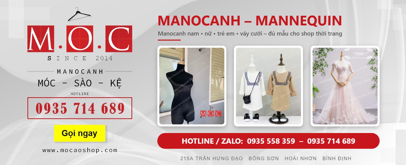 Manocanh nam, nữ, trẻ em, manocanh váy cưới cho shop thời trang - Móc Áo Shop Bồng Sơn, Hoài Nhơn - Hotline 0935 558 359