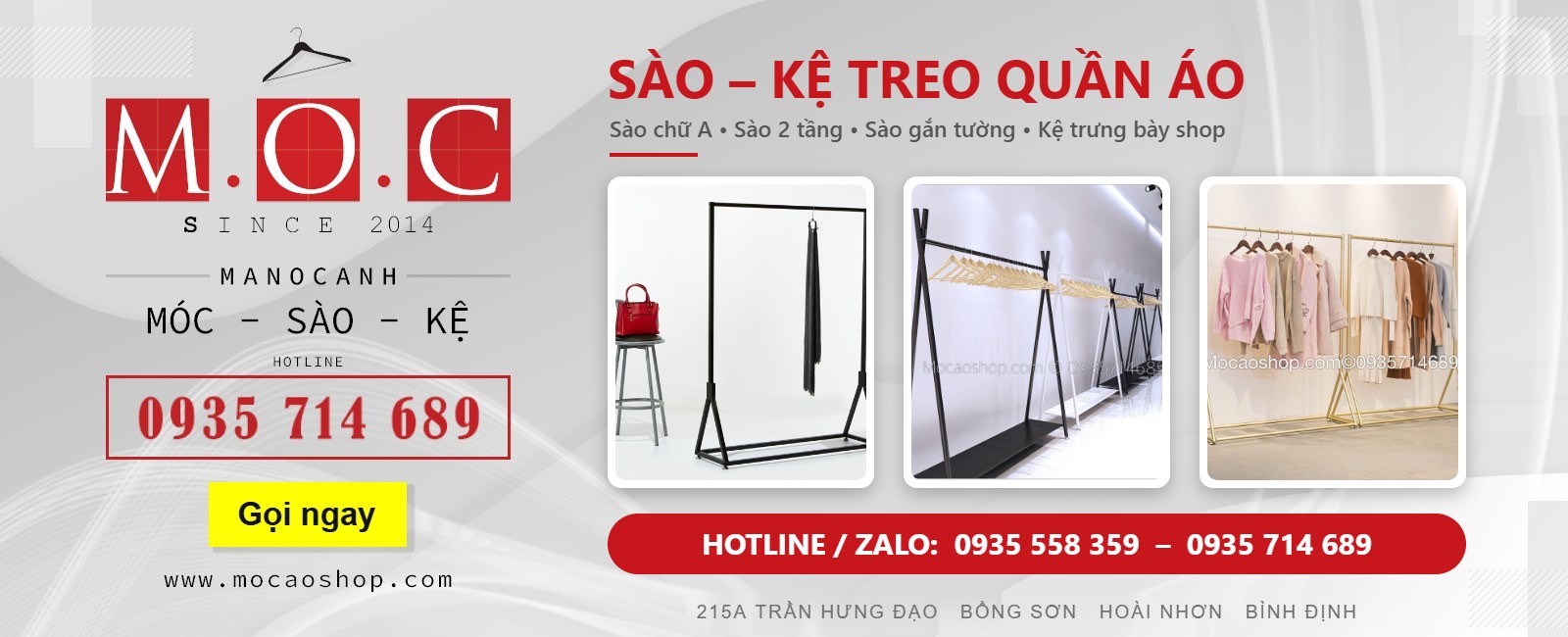 Sào kệ treo quần áo: sào chữ A, sào 2 tầng, sào gắn tường, kệ trưng bày shop - Móc Áo Shop Bồng Sơn, Hoài Nhơn - Hotline 0935 558 359