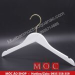 Móc áo gỗ trắng đầu móc vàng kim - móc treo quần áo gỗ - Móc Áo Shop Hoài Nhơn - 0935 558 359