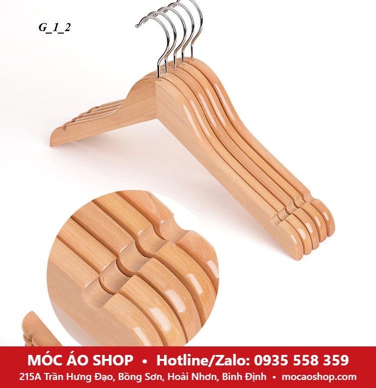 Móc áo gỗ vàng nữ sơn bóng - Móc Áo Shop